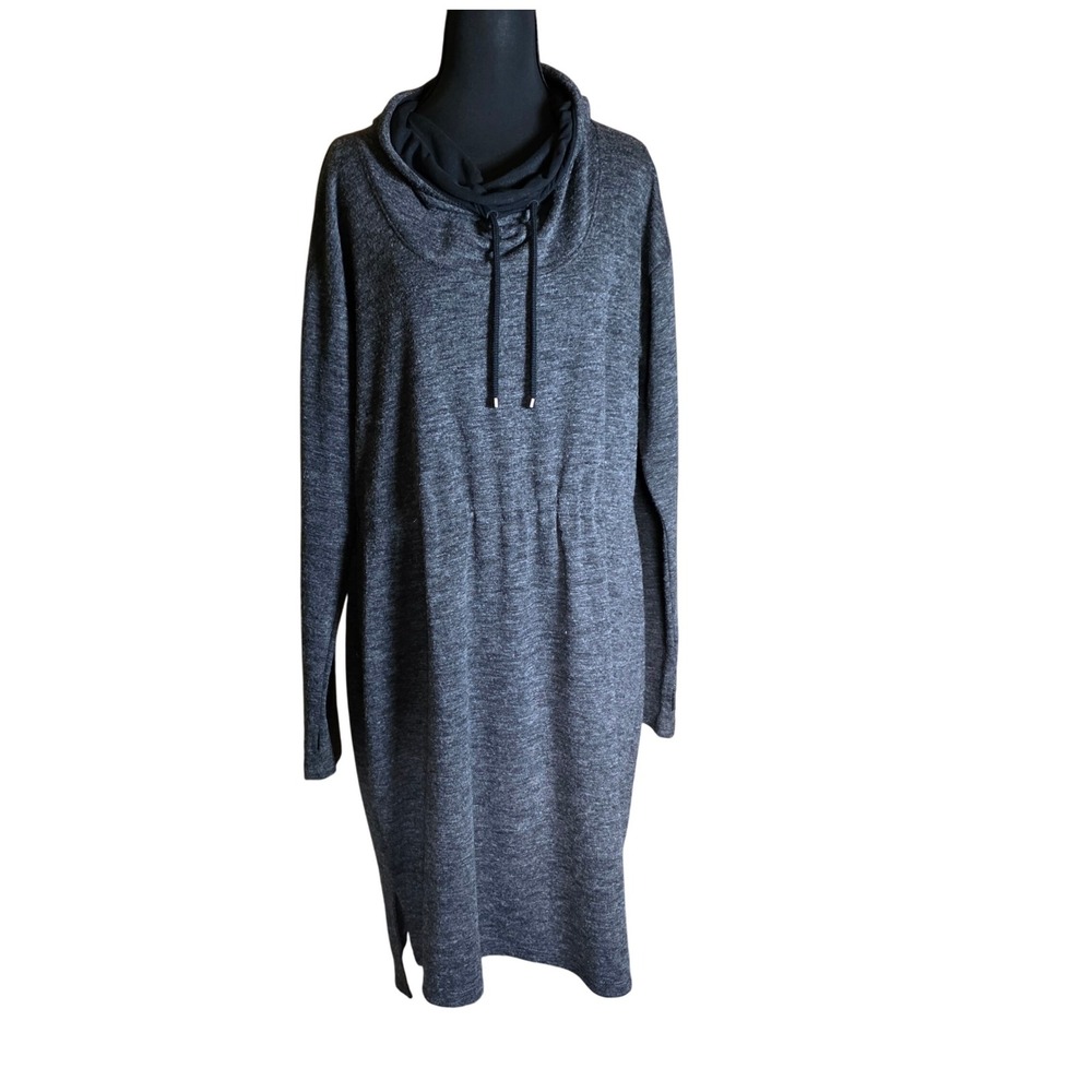 Simply Vera Vera Wang Dress Cowl Neck Drawstring Waist Heathered Gray L